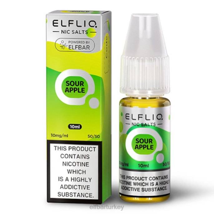 VVZ4170 elfbar elfliq nic tuzları - ekşi elma - 10ml-20 mg/ml klasik