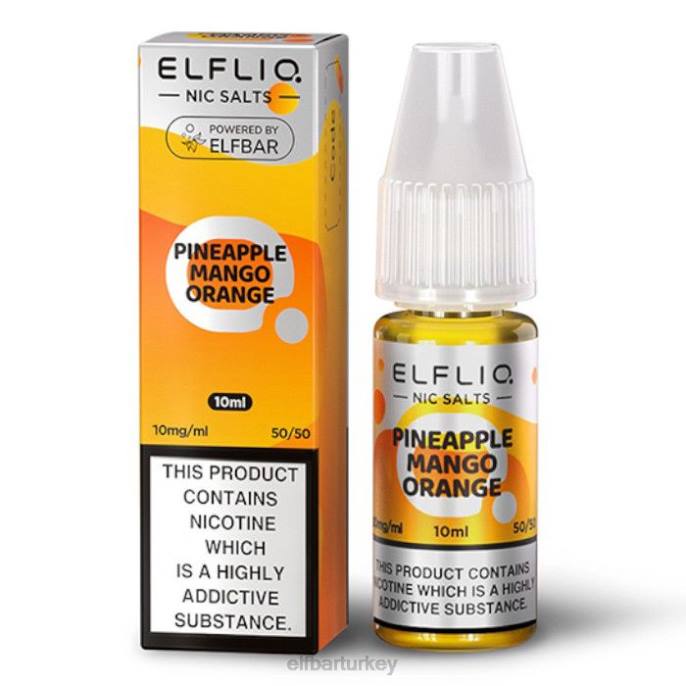 VVZ4173 elfbar elfliq nic tuzları - ananas mango portakal - 10ml-10 mg/ml klasik