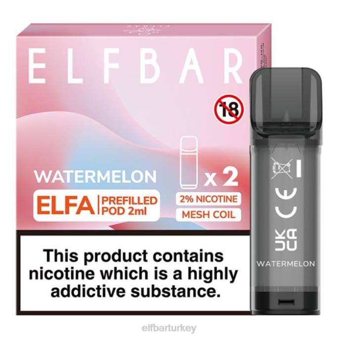 VVZ4108 elfbar elfa önceden doldurulmuş kapsül - 2ml - 20mg (2 paket) karpuz