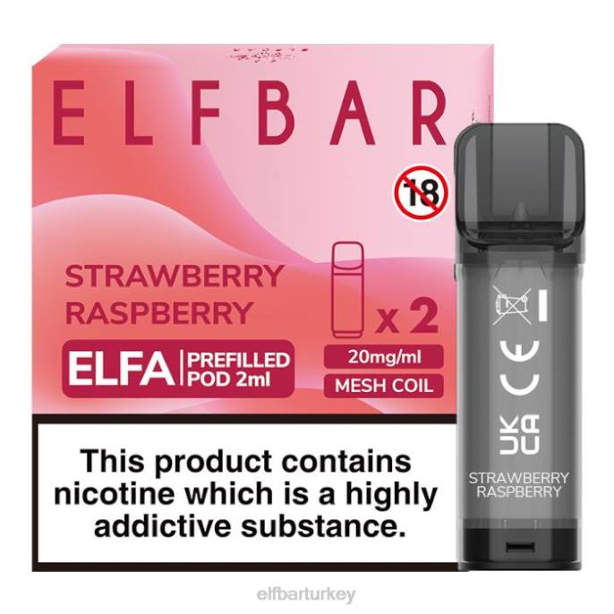 VVZ4112 elfbar elfa önceden doldurulmuş kapsül - 2ml - 20mg (2 paket) çilek ahududu