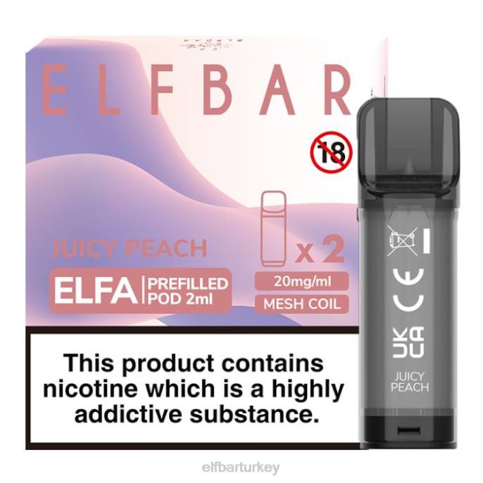 VVZ4125 elfbar elfa önceden doldurulmuş kapsül - 2ml - 20mg (2 paket) sulu şeftali