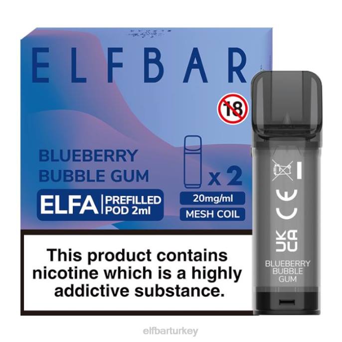 VVZ4126 elfbar elfa önceden doldurulmuş kapsül - 2ml - 20mg (2 paket) yaban mersinli sakız