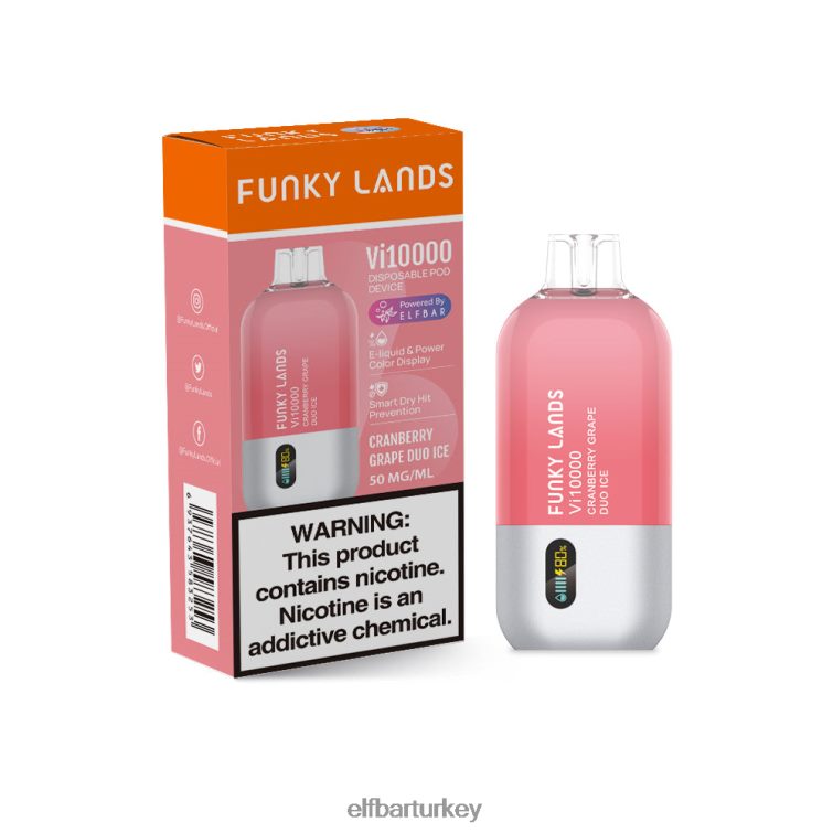 ELFBAR funkylands en iyi lezzet tek kullanımlık vape vi10000 üzüm serisi TLB008150 kızılcık üzüm ikilisi buz